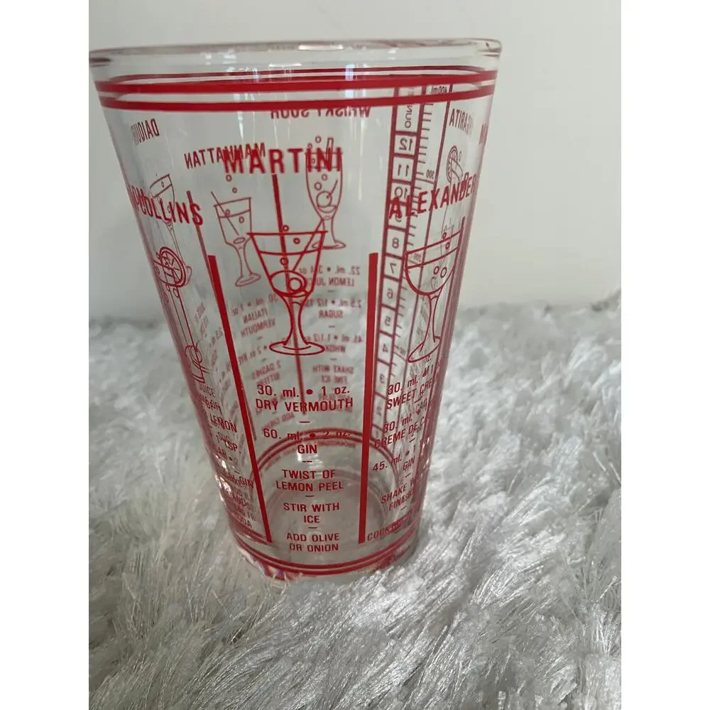 Vintage Red Libbey Cocktail Mixer Bartender Recipe Phoenixware